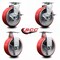 Service Caster 6 Inch Red Poly on Cast Iron Caster Set with Ball Bearings 2 Brakes 2 Rigid SCC-20S620-PUB-RS-TLB-2-R-2 - alternate 2
